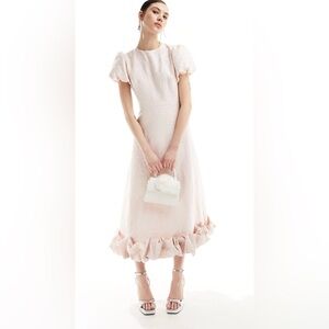 Sister Jane puff sleeve ruffle hem midaxi dress in powder pink